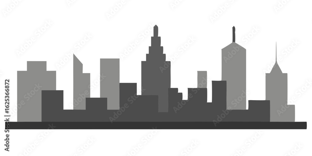Naklejka premium Modern Editorial Skyline Header Vector Art with Tall Buildings and Urban Design