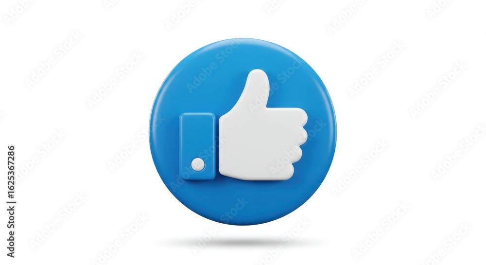 3D Render: Glossy Blue Circle with Embossed White Thumbs Up Icon 3D Render: Glossy Blue Circle with Embossed White Thumbs Up Icon