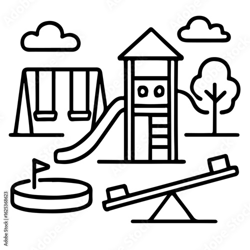 Playground Park Elements Line Icon