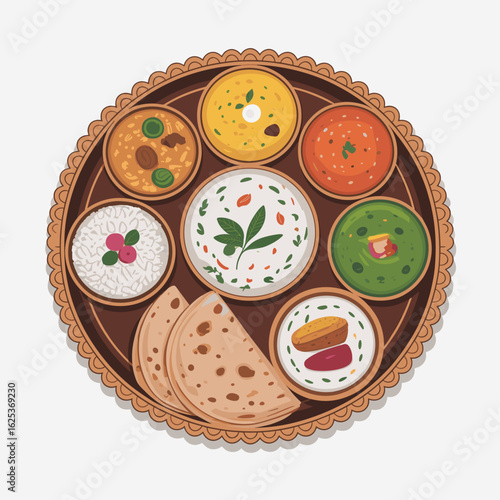 Indian Thali Vector – Traditional Plated Meal Illustration