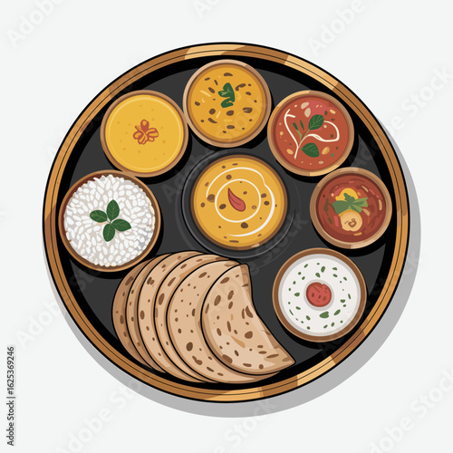 Indian Thali Vector – Traditional Plated Meal Illustration