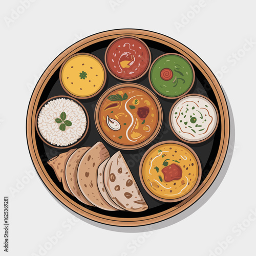 Indian Thali Vector – Traditional Plated Meal Illustration