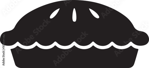 Silhouette drawn vector illustration of a steaming apple pie