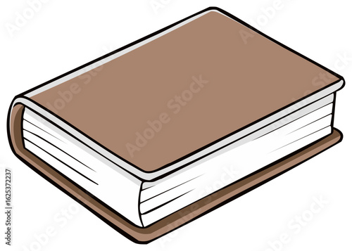 Simple cartoon vector illustration of a thick brown hardcover book