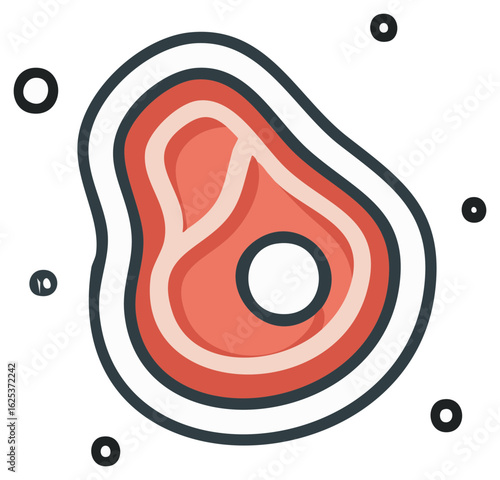 Stylized steak icon with marbled fat pattern and circular bone element