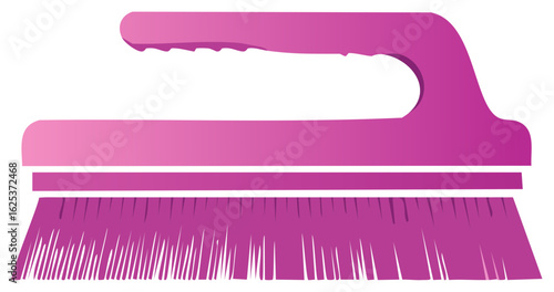 Stylish Pink Cleaning Brush Illustration, Surface Cleaning, Sweeping, Dusting Equipment