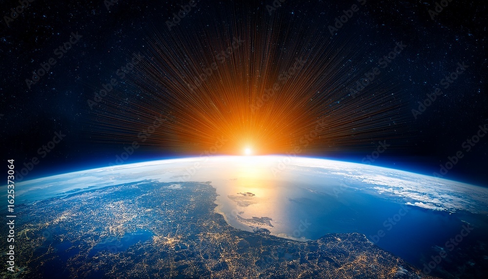 Obraz premium sunrise over earth from space perspective