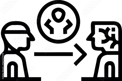 Abstract Silhouette of a Human Brain on White Background Conceptual Metaphorical Thought Process