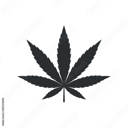Black Cannabis Leaf Icon Vector Illustration Symbol of Marijuana Plant Isolated on White Background