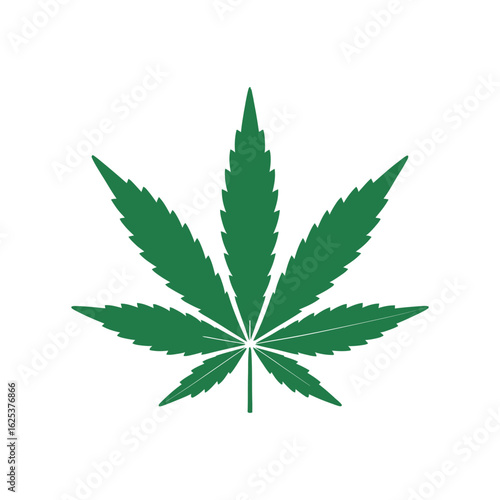 Green Cannabis Leaf Icon Vector Illustration Symbol of Marijuana Plant Isolated on White Background