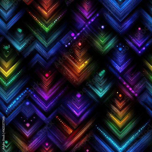 Neon arrows pointing every direction simultaneously infusing energy into a boldly futuristic seamless pattern