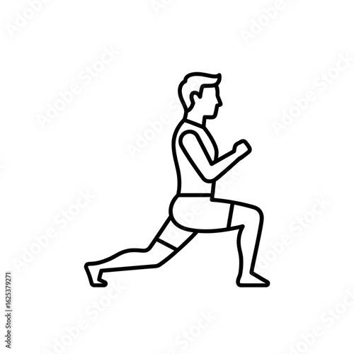 Male athlete performing lunges in a minimalistic vector style  