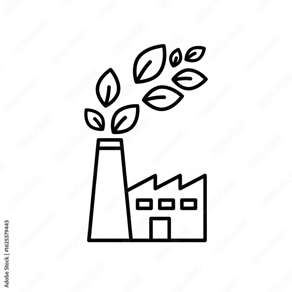 Fototapeta premium Eco-Friendly Factory Icon Representing Sustainability 