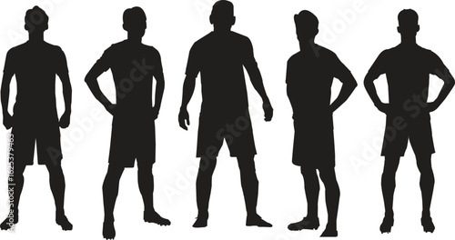Athletic male silhouettes isolated on white background