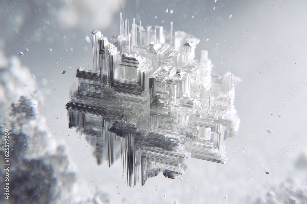 Naklejka premium Abstract Floating City Structure In Grey White