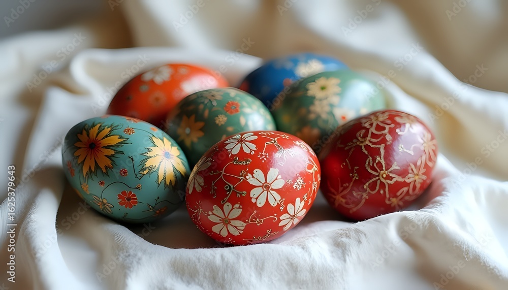 Fototapeta premium Colorful Hand-Painted Easter Eggs