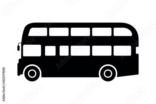 Black double decker bus silhouette transportation public transport