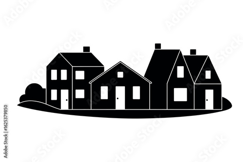 Black houses on white background buildings architecture