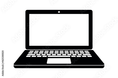 Black laptop computer with white screen technology