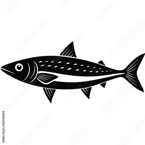 mackerel  black silhouette vector