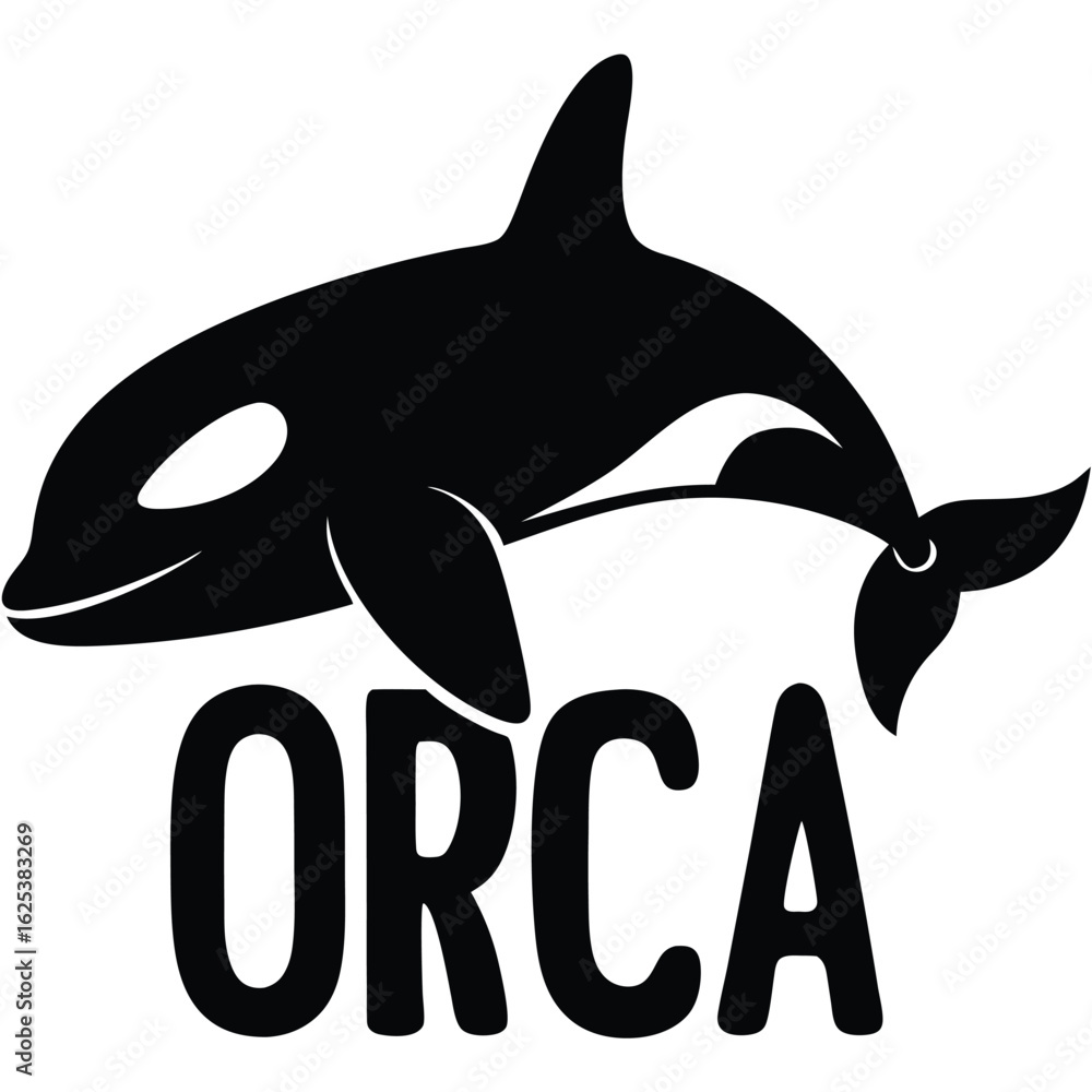 Naklejka premium orca killer whale black silhouette vector