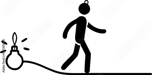 Silhouette of a Person Walking a Tightrope Without the Tightrope Transparent P N G missing