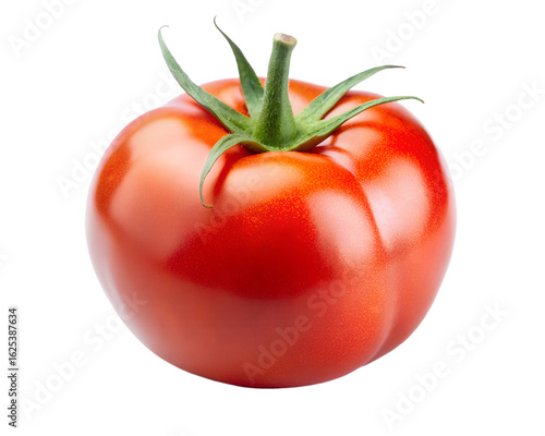 Wallpaper Mural A single ripe red tomato with stem and leaves isolated on transparent background Torontodigital.ca