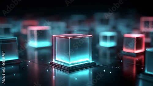 Futuristic Tech Data Block Matrix Shines