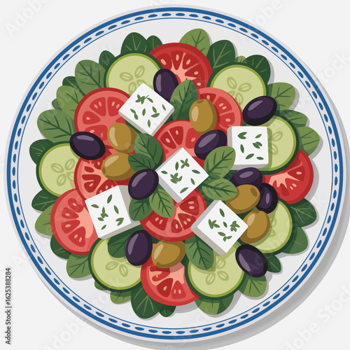Greek Salad Vector – Feta, Olives, and Veggie Plate