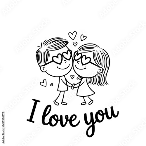 Sweetheart Silhouette: A charming and whimsical sketch featuring a loving couple embracing the spirit of love and affection, sharing a moment of tenderness in a heartwarming embrace.