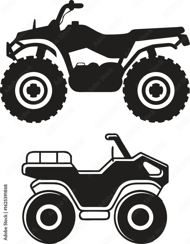Set of Four-Wheeler Quad Bike Silhouettes Set of Four-Wheeler Quad Bike Silhouettes