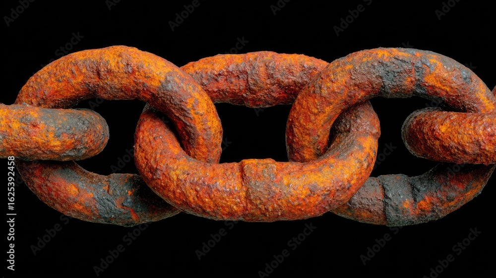 Fototapeta premium Close-up of a rusted metal chain link.