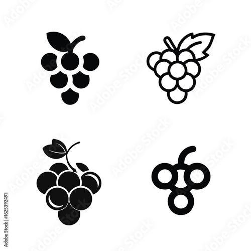 grapes 4 icon set EPS 10 on white background Background