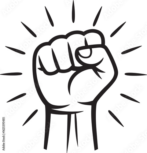 Empowered Fist Symbol of Solidarity and Resistance Against Oppression with Rays of Strength and Unity