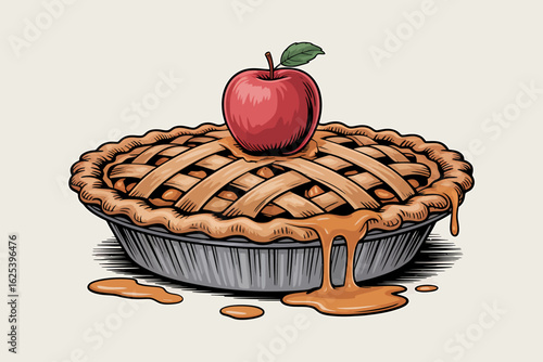 Delicious Apple Pie with Lattice Crust and Caramel Drizzle perfect for Thanksgiving or Holiday celebrations