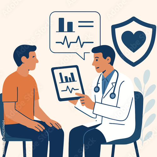 Doctor consultation with patient: modern healthcare communication and data sharing