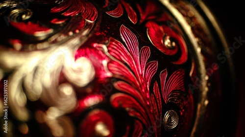 Abstract red and black fractal heart flower design for a love holiday card