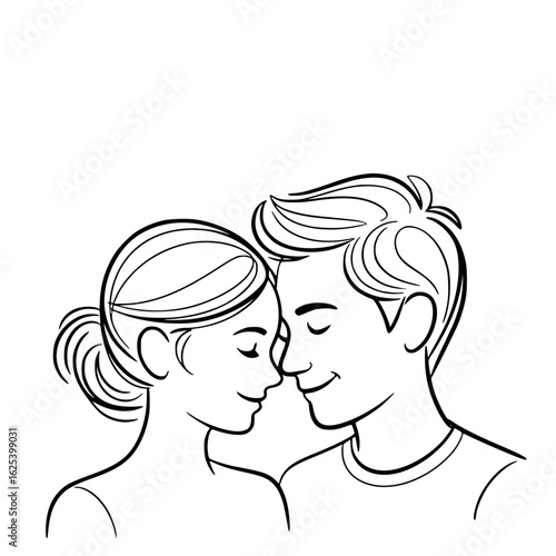 Intimate Embrace: Capturing the essence of love, a tender moment shared between a couple, rendered in a sleek, monochromatic illustration that evokes serenity and affection.