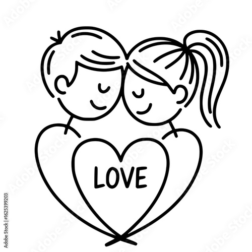 Embracing Affection: A heart-shaped embrace between two figures, symbolizing the purest form of love. Capturing the essence of connection and affection.