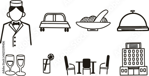 Hotel and hospitality icons collection