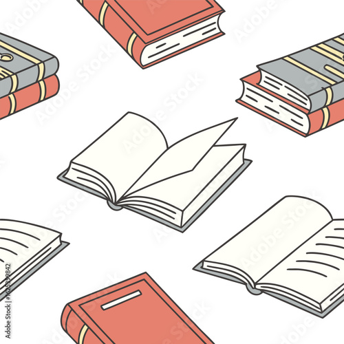 Colorful illustration of books and textbooks