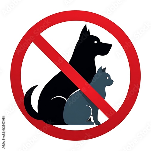 Red Circle No Pets Sign Dog Cat Silhouette no dogs