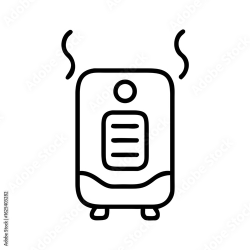 Portable heater emitting steam in minimalist line art style  