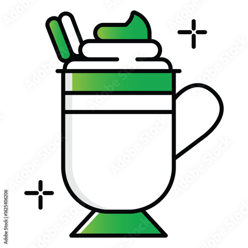 Glass of Cinnamon Eggnog Icon for Holiday Beverage Vector Illustration