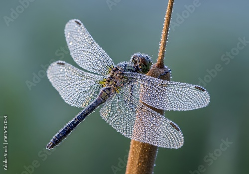 Wallpaper Mural Extreme Macro of a Dragonfly Covered in Dew Drops at Sunrise - A Jewel of Nature Torontodigital.ca
