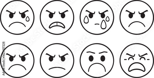 A collection of funny cartoon Easter eggs with different facial expressions