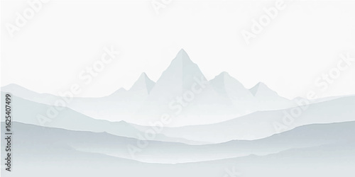 Cloudy mountain peaks and a serene valley view create a misty, high-altitude landscape