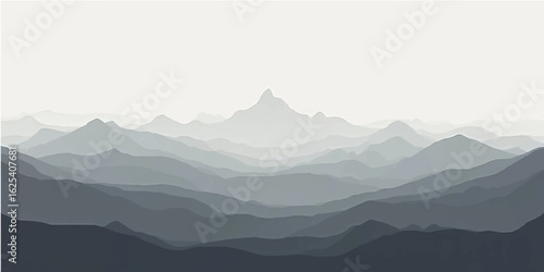 Misty mountain landscape with clouds and a scenic view of a morning sunrise