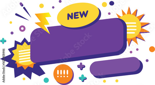 Colorful New Update Vector Labels – Modern UI Notification Tags with Bold Text in Yellow, Purple, red, green, blue for Web and App Interface Designs, Label, Tag vector Illustration