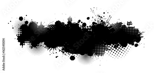 Splatter Paint Texture . Black Spray Blot of Ink. Place illustration Over any Object to Create Grungy Effect . hand drawn. Not AI, Vector.